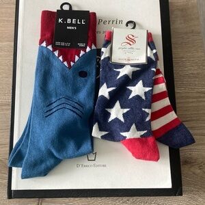 Men's Shark Socks - Blue and Red